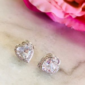 ONE LEFT!! Heart Shape White Sapphire Stud Earrings